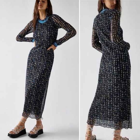 Anna Sui Dresses & Skirts - NEW Free People x Anna Sui Metallic Floral Stripe Maxi Dress, size XS/ S